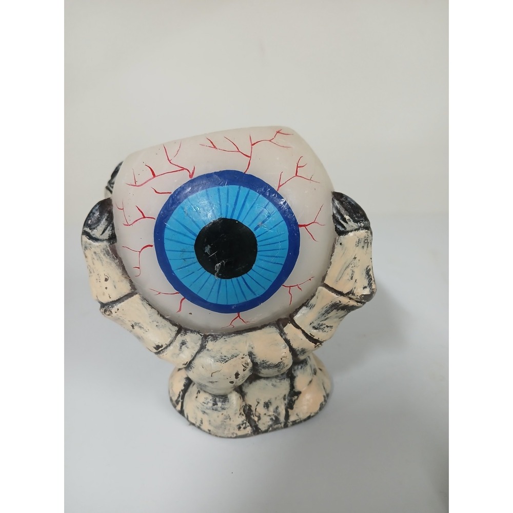 Vintage Halloween Skeleton Hand Eyeball Candle 4" Spooky Gothic Horror Decor